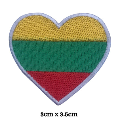 Lithuania Flag Embroidered Patch Set, Iron-On or Sew-On Applique Badges, Rectangle Shield Round Heart Shapes, for Jackets, Backpacks, Hats, Uniforms and Various Sizes