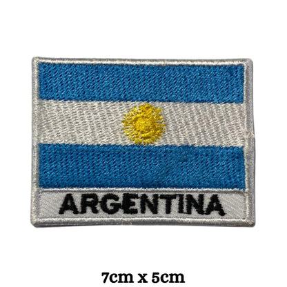 Argentina Flag Embroidered Patches, Iron-On/Sew-On Applique, Shield, Round, Heart and Rectangle Flag Badges for Jackets, Bags, Uniforms, Various Sizes