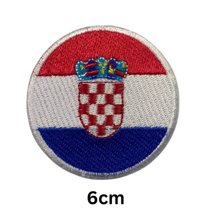 BeBuz Croatia Flag Embroidered Patches, Iron-On/Sew-On Applique, Shield, Round, Heart and Rectangle Flag Badges for Jackets, Bags, Uniforms, Various Sizes