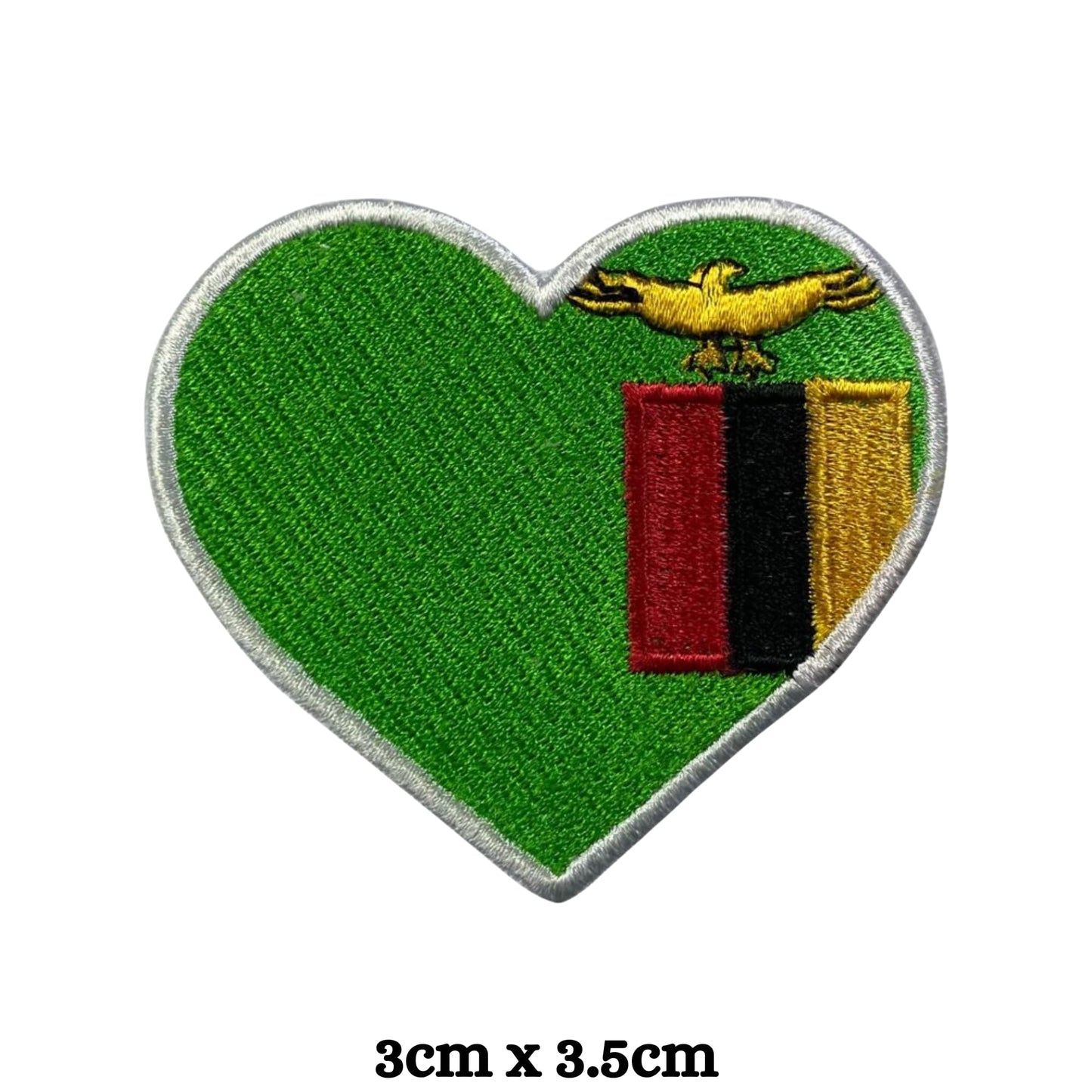 Zambia Flag Embroidered Patch Set, Iron-On or Sew-On Applique Badges, Rectangle Shield Round Heart Shapes, for Jackets, Backpacks, Hats, Uniforms and Various Sizes
