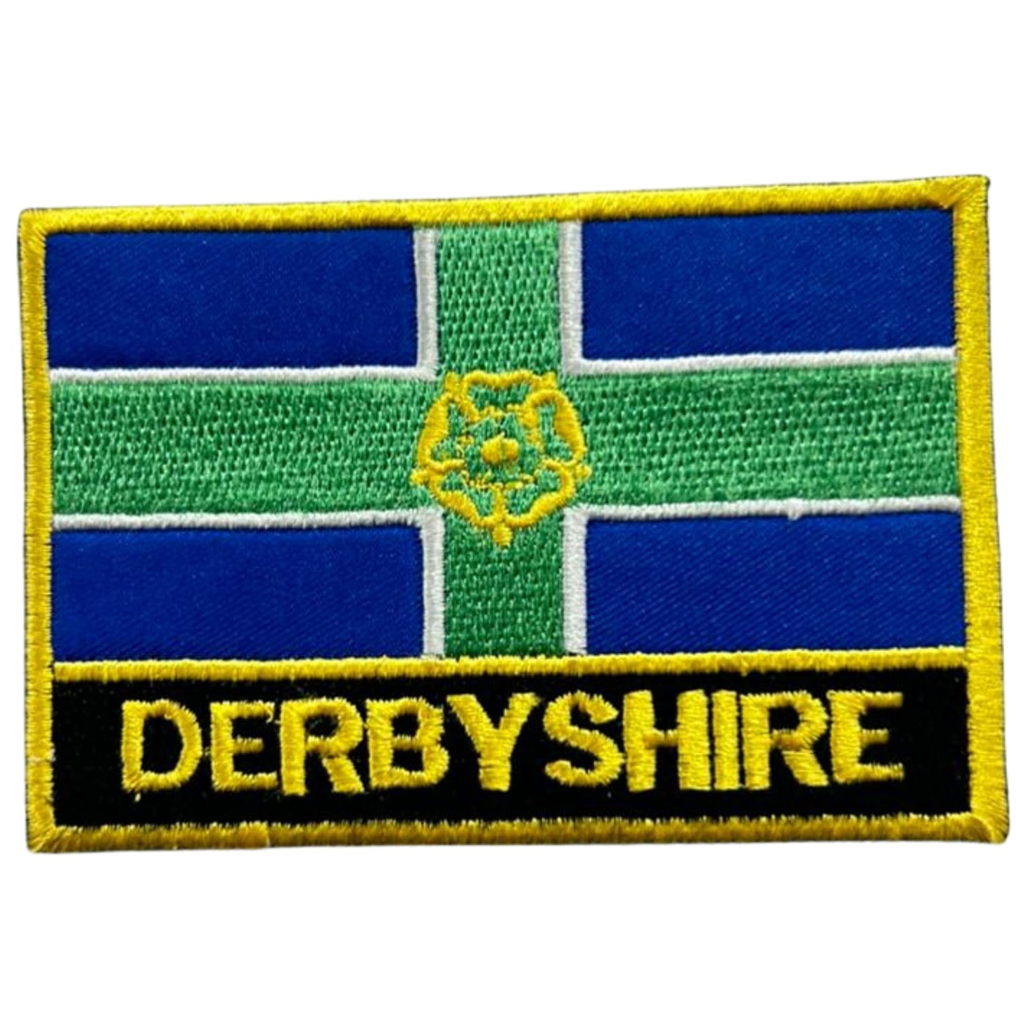 UK County Flag Patch 9.5cm x 6cm Embroidered Iron On/Sew On Badge Durable Fabric Applique for Jackets, Backpacks, Hats, and Clothing