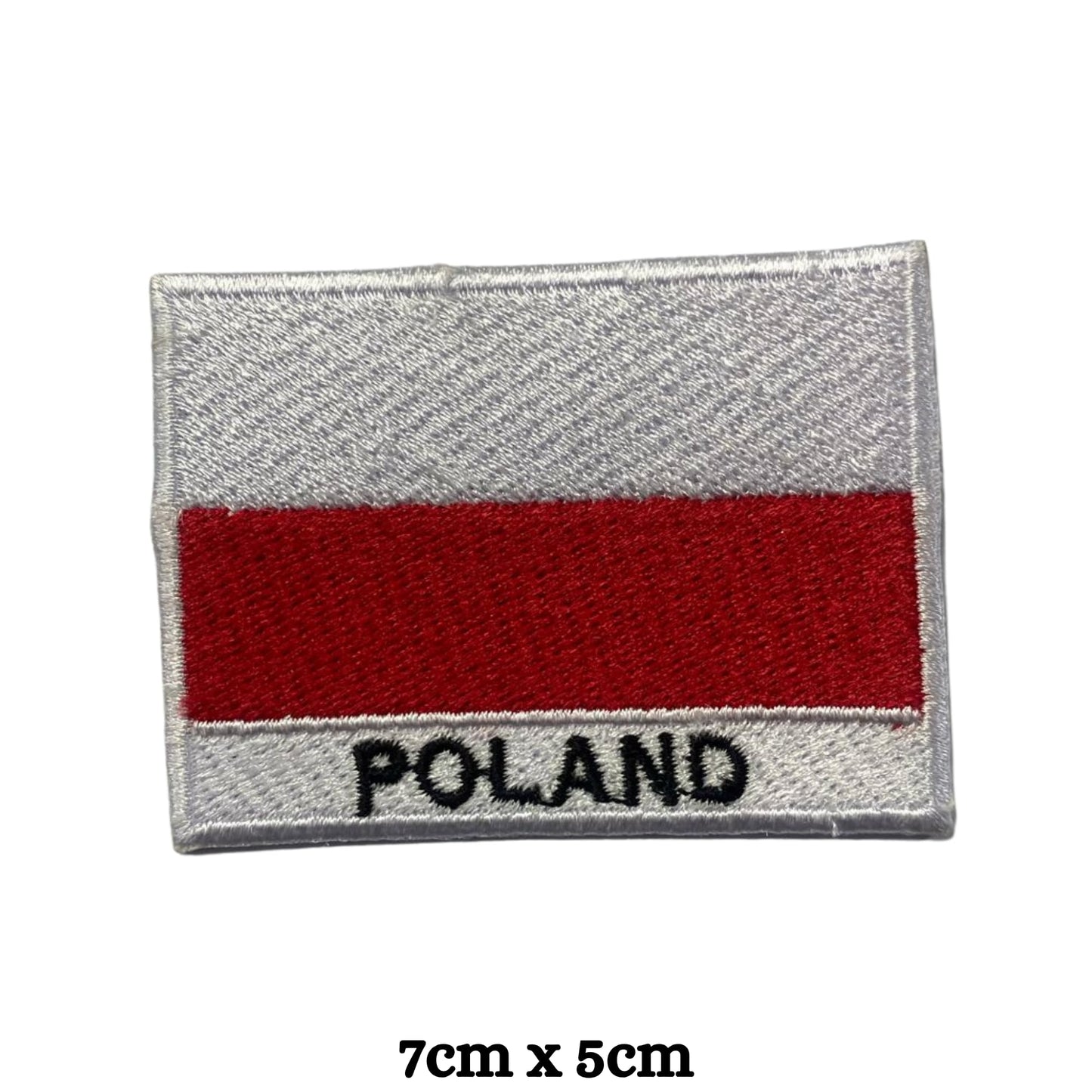 BeBuz Poland Flag Embroidered Patches, Iron-On/Sew-On Applique, Shield, Round, Heart and Rectangle Flag Badges for Jackets, Bags, Uniforms, Various Sizes