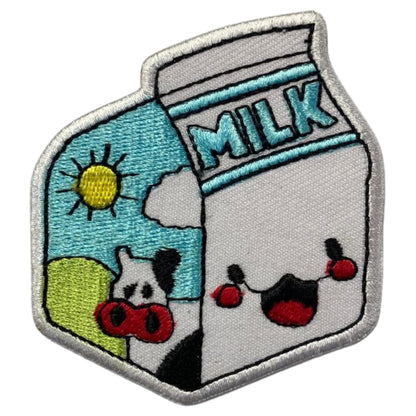 Smiley Milk Boxes Embroidery Iron-On Patches for Clothing Sew-On Applique for DIY Crafts Denim Jackets Jeans Backpacks