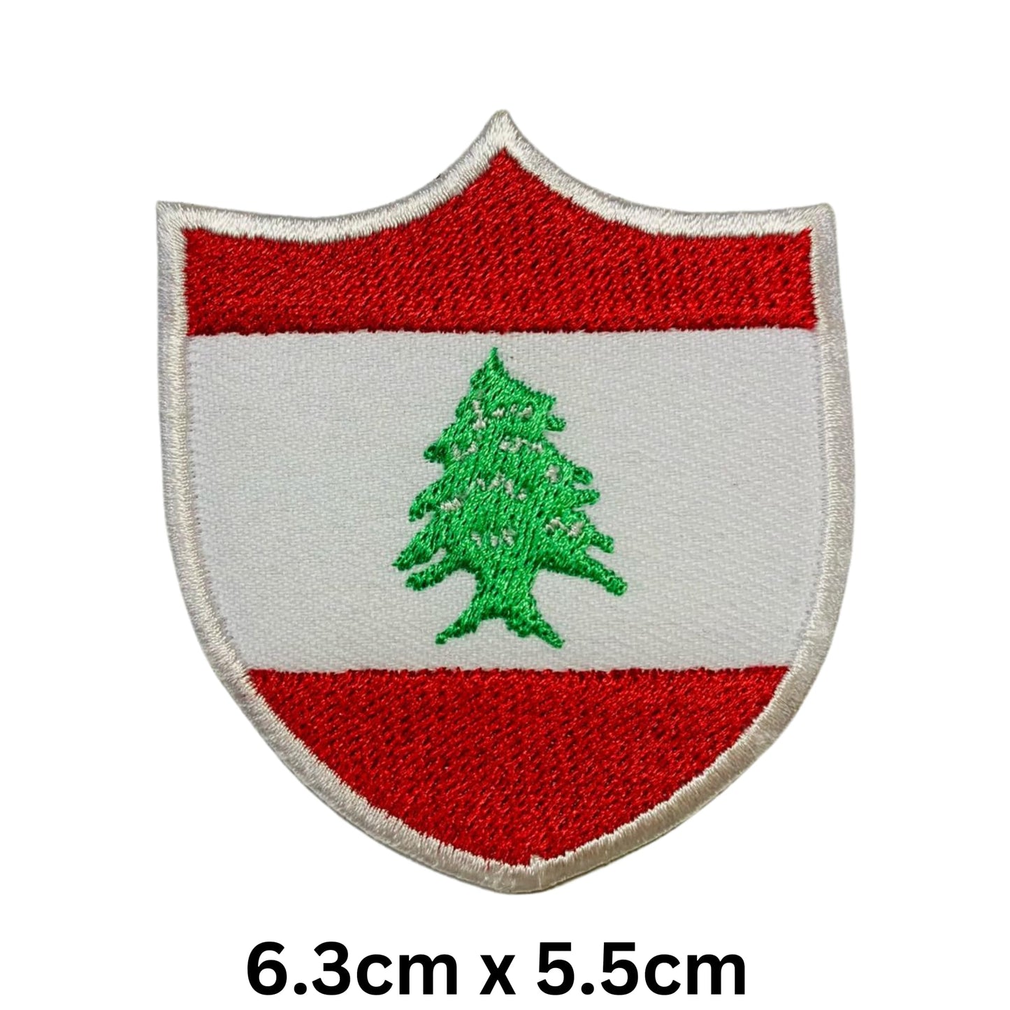 Lebanon Flag Embroidered Patch Set, Iron-On or Sew-On Applique Badges, Rectangle Shield Round Heart Shapes, for Jackets, Backpacks, Hats, Uniforms and Various Sizes