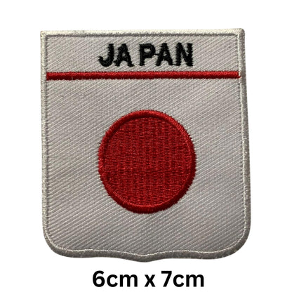 Japan Flag Embroidered Patches, Iron-On/Sew-On Applique, Shield, Round, Heart and Rectangle Flag Badges for Jackets, Bags, Uniforms, Various Sizes