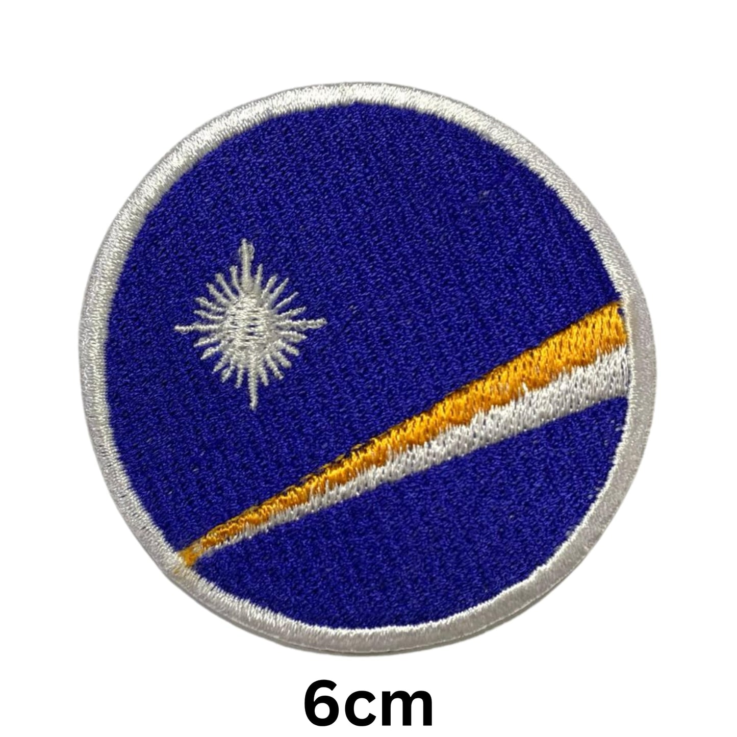 Marshall Islands Flag Embroidered Patch Set, Iron-On or Sew-On Applique Badges, Rectangle Shield Round Heart Shapes, for Jackets, Backpacks, Hats, Uniforms and Various Sizes
