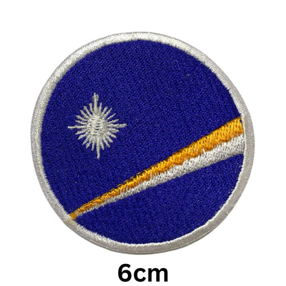Marshall Islands Flag Embroidered Patch Set, Iron-On or Sew-On Applique Badges, Rectangle Shield Round Heart Shapes, for Jackets, Backpacks, Hats, Uniforms and Various Sizes