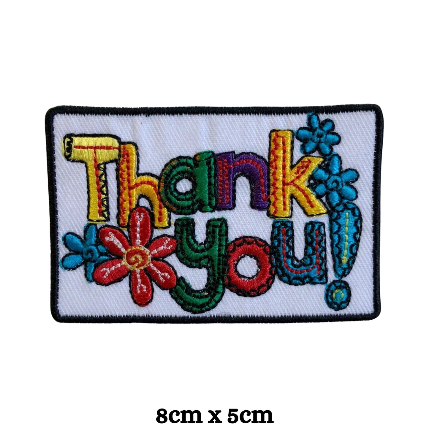 Thank You Embroidery Iron-On Patches for Clothing Sew-On Applique for DIY Crafts Denim Jackets Jeans Backpacks
