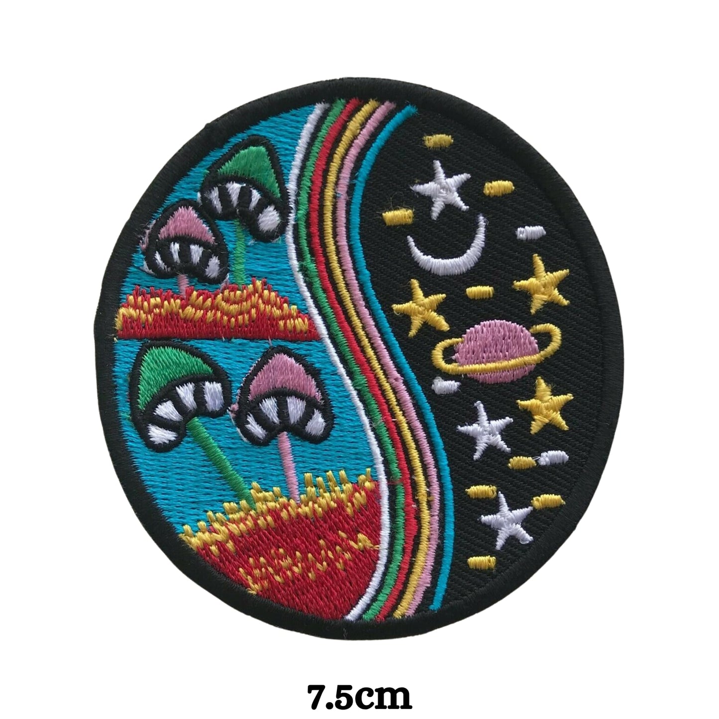 Yin Yang Blue Nature World Galaxy Embroidery Iron-On Patches for Clothing Sew-On Applique for DIY Crafts Denim Jackets Jeans Backpacks