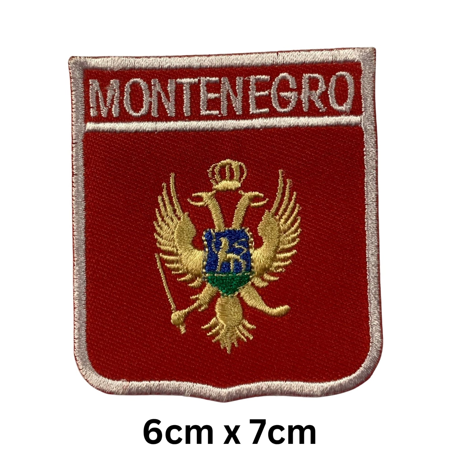 Montenegro Flag Embroidered Patch Set, Iron-On or Sew-On Applique Badges, Rectangle Shield Round Heart Shapes, for Jackets, Backpacks, Hats, Uniforms and Various Sizes