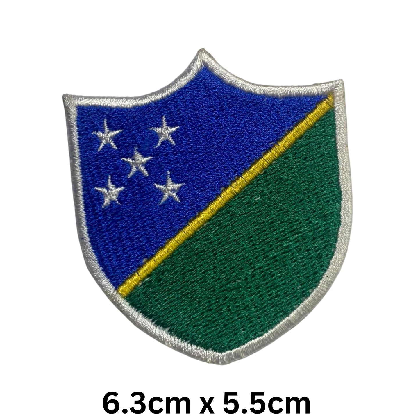 Solomon Islands Flag Embroidered Patch Set, Iron-On or Sew-On Applique Badges, Rectangle Shield Round Heart Shapes, for Jackets, Backpacks, Hats, Uniforms and Various Sizes