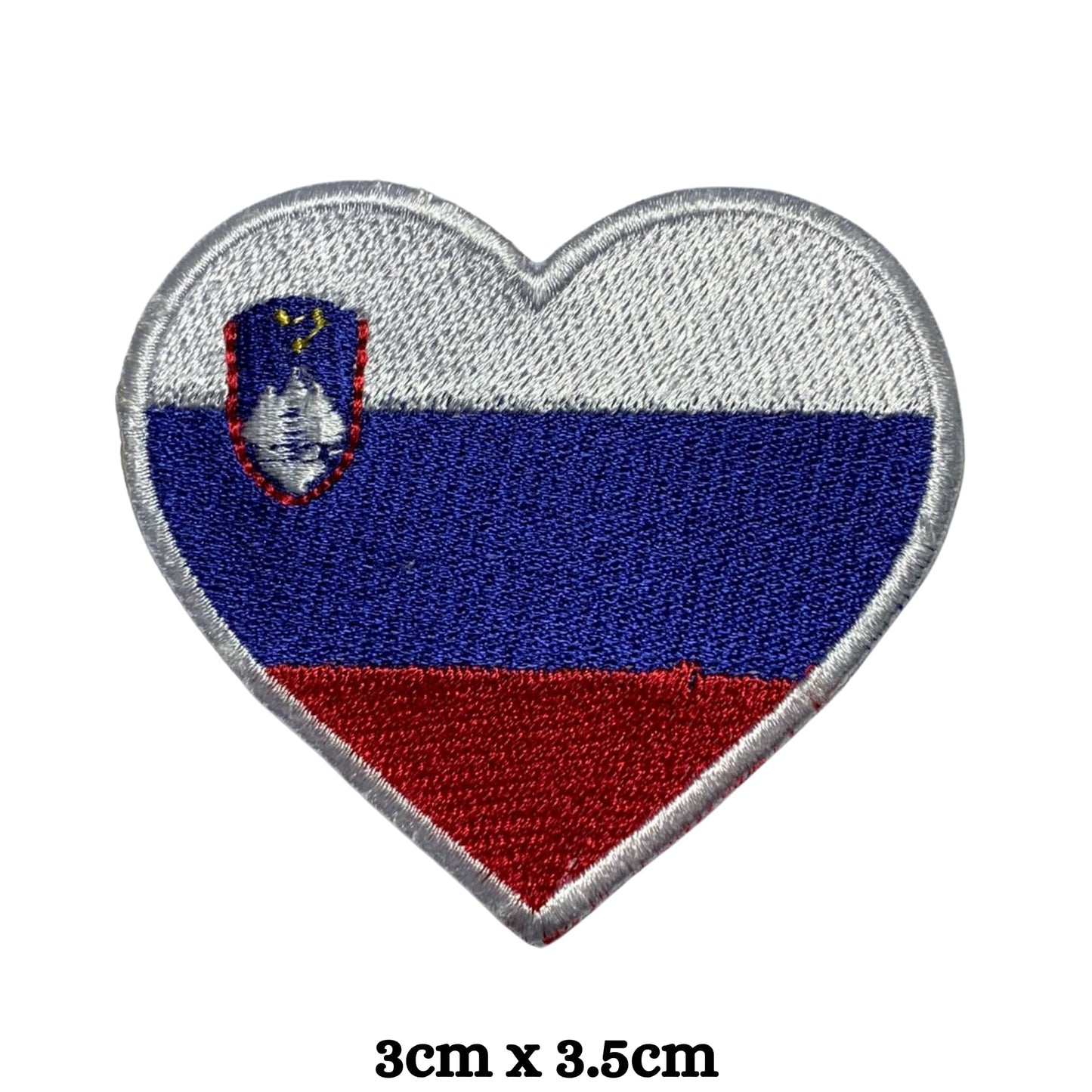 Slovenia Flag Embroidered Patch Set, Iron-On or Sew-On Applique Badges, Rectangle Shield Round Heart Shapes, for Jackets, Backpacks, Hats, Uniforms and Various Sizes