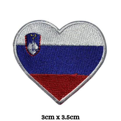 Slovenia Flag Embroidered Patch Set, Iron-On or Sew-On Applique Badges, Rectangle Shield Round Heart Shapes, for Jackets, Backpacks, Hats, Uniforms and Various Sizes