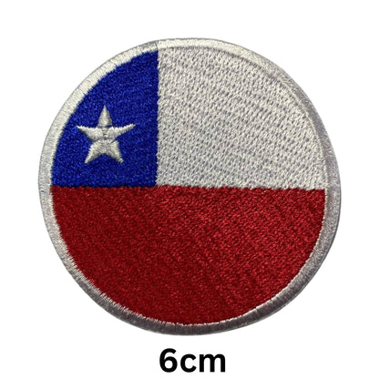 Chile Flag Embroidered Patch Set, Iron-On or Sew-On Applique Badges, Rectangle Shield Round Heart Shapes, for Jackets, Backpacks, Hats, Uniforms and Various Sizes