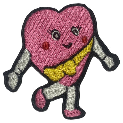 Walking Heart Embroidery Iron-On Patches for Clothing Sew-On Applique for DIY Crafts Denim Jackets Jeans Backpacks