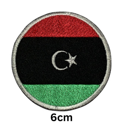 Libya Flag Embroidered Patch Set, Iron-On or Sew-On Applique Badges, Rectangle Shield Round Heart Shapes, for Jackets, Backpacks, Hats, Uniforms and Various Sizes