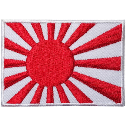 Japanese Rising Sun Flag Embroidery Iron-On Patches for Clothing Sew-On Applique for DIY Crafts Denim Jackets Jeans Backpacks