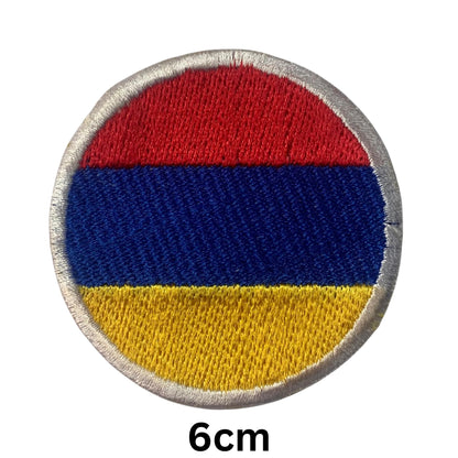 Armenia Flag Embroidered Patches, Iron-On/Sew-On Applique, Shield, Round, Heart and Rectangle Flag Badges for Jackets, Bags, Uniforms, Various Sizes