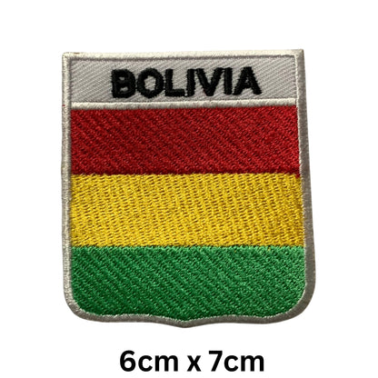 Bolivia Flag Embroidered Patch Set, Iron-On or Sew-On Applique Badges, Rectangle Shield Round Heart Shapes, National Flag Emblem for Jackets, Backpacks, Hats, Uniforms and Various Sizes