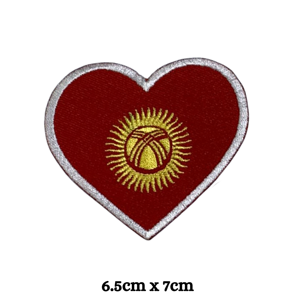 Country Heart Flag Patch – Embroidered Iron On / Sew On Heart Shaped National Flag Badge | All Countries Available | Jackets, Bags, Hats – Gift for Heritage, Travel & Flag Lovers (K-S)