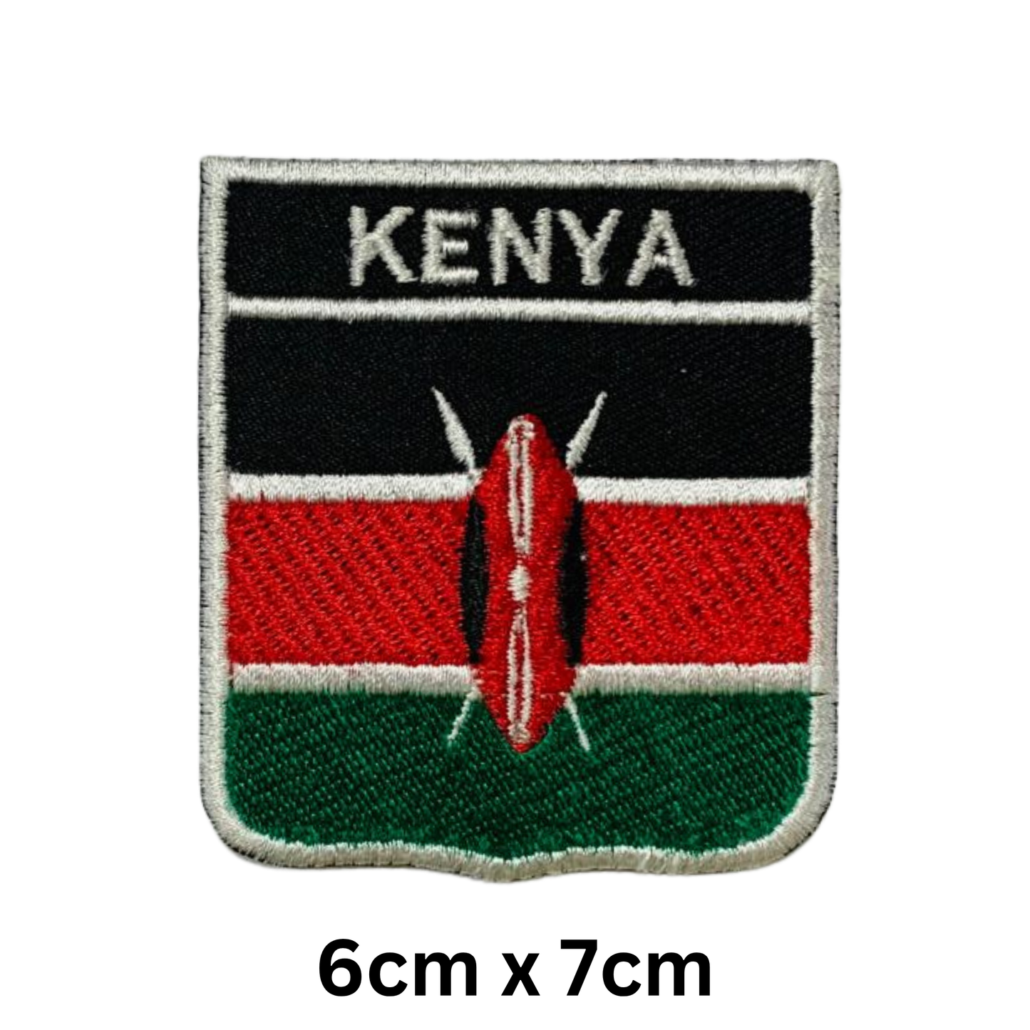 Shield Flag with Name Patch – Embroidered Iron On / Sew On Shield Shaped National Flag Badge with Country Name | All Countries | Badge for Jacket, Biker Vest, Backpack, Uniform (K-S)
