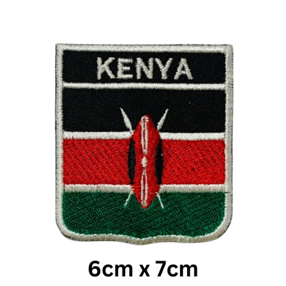 Shield Flag with Name Patch – Embroidered Iron On / Sew On Shield Shaped National Flag Badge with Country Name | All Countries | Badge for Jacket, Biker Vest, Backpack, Uniform (K-S)