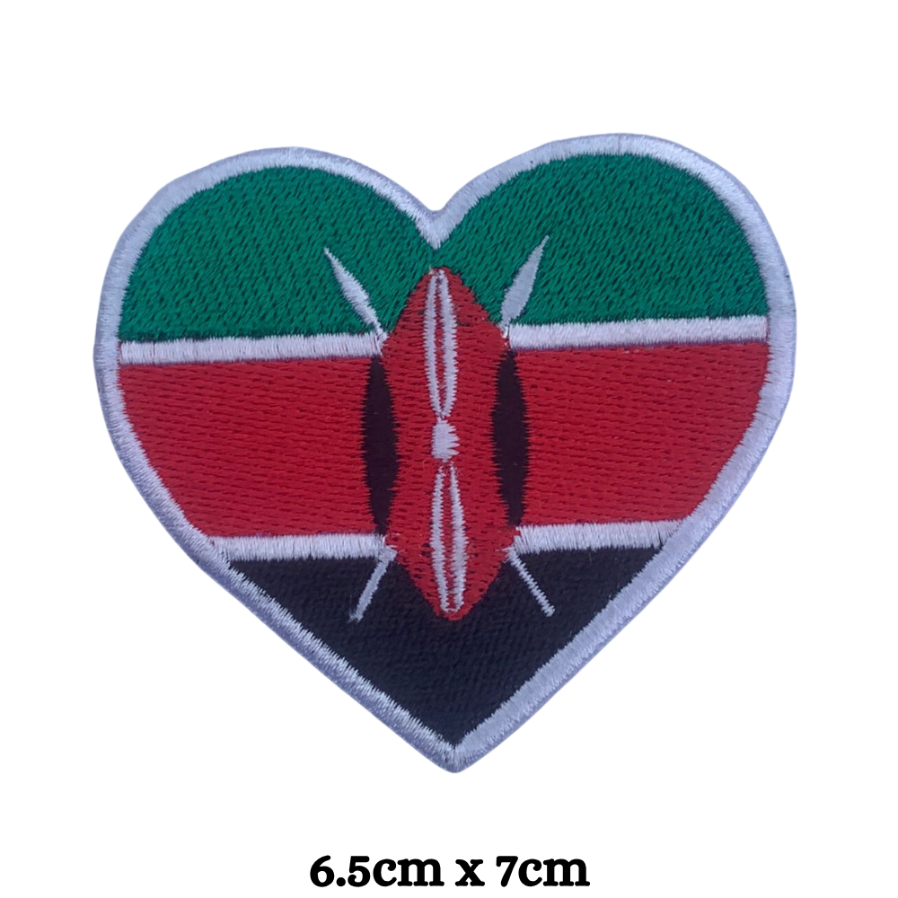 Country Heart Flag Patch – Embroidered Iron On / Sew On Heart Shaped National Flag Badge | All Countries Available | Jackets, Bags, Hats – Gift for Heritage, Travel & Flag Lovers (K-S)
