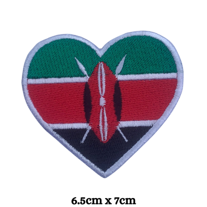 Country Heart Flag Patch – Embroidered Iron On / Sew On Heart Shaped National Flag Badge | All Countries Available | Jackets, Bags, Hats – Gift for Heritage, Travel & Flag Lovers (K-S)