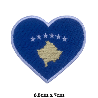 Country Heart Flag Patch – Embroidered Iron On / Sew On Heart Shaped National Flag Badge | All Countries Available | Jackets, Bags, Hats – Gift for Heritage, Travel & Flag Lovers (K-S)