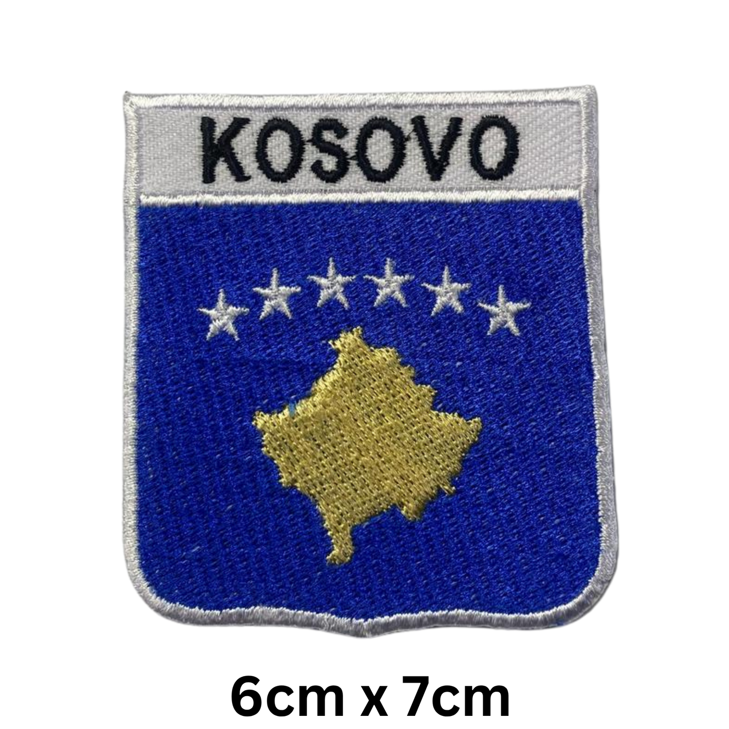 Shield Flag with Name Patch – Embroidered Iron On / Sew On Shield Shaped National Flag Badge with Country Name | All Countries | Badge for Jacket, Biker Vest, Backpack, Uniform (K-S)