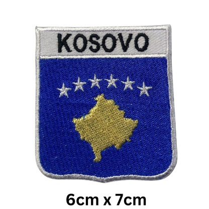 Shield Flag with Name Patch – Embroidered Iron On / Sew On Shield Shaped National Flag Badge with Country Name | All Countries | Badge for Jacket, Biker Vest, Backpack, Uniform (K-S)