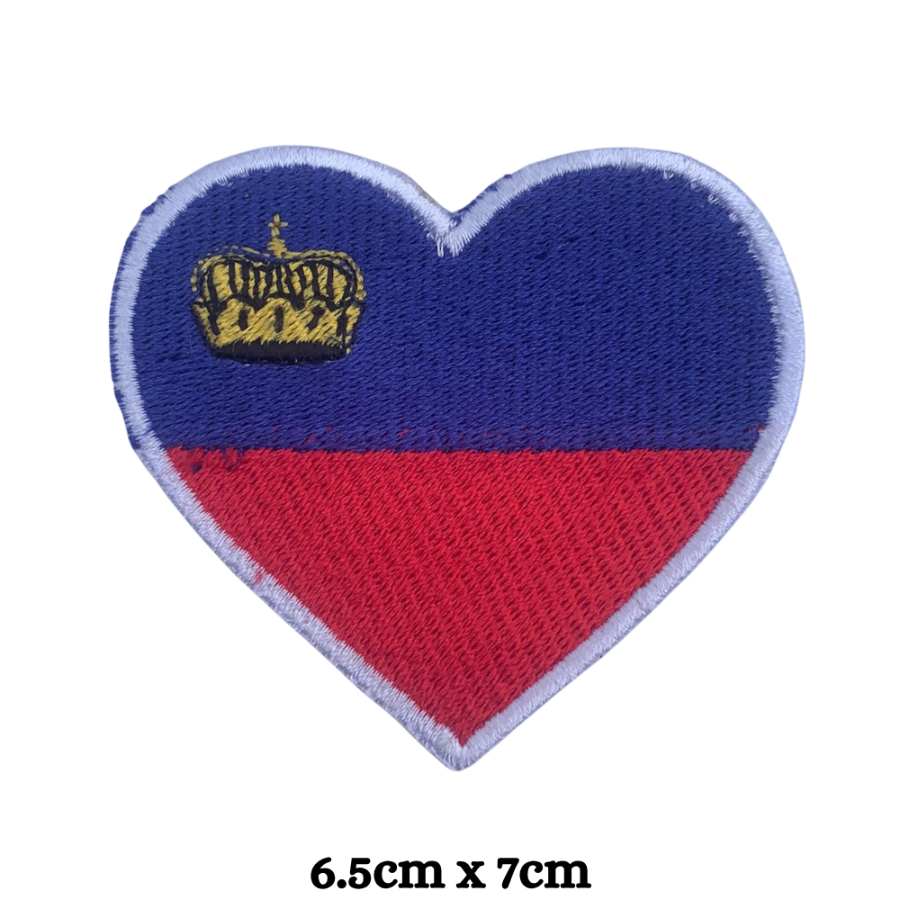 Country Heart Flag Patch – Embroidered Iron On / Sew On Heart Shaped National Flag Badge | All Countries Available | Jackets, Bags, Hats – Gift for Heritage, Travel & Flag Lovers (K-S)