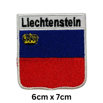 Shield Flag with Name Patch – Embroidered Iron On / Sew On Shield Shaped National Flag Badge with Country Name | All Countries | Badge for Jacket, Biker Vest, Backpack, Uniform (K-S)
