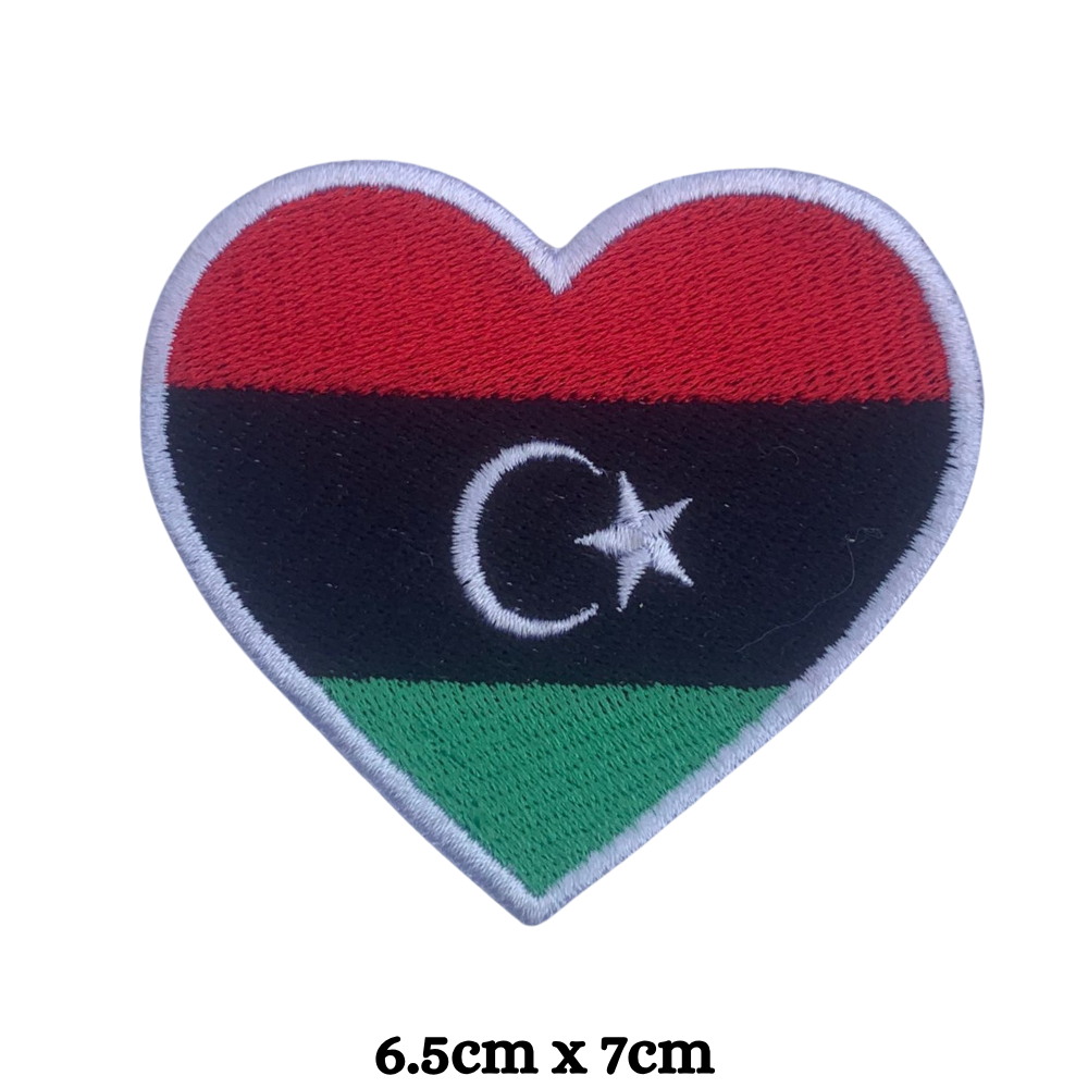 Country Heart Flag Patch – Embroidered Iron On / Sew On Heart Shaped National Flag Badge | All Countries Available | Jackets, Bags, Hats – Gift for Heritage, Travel & Flag Lovers (K-S)