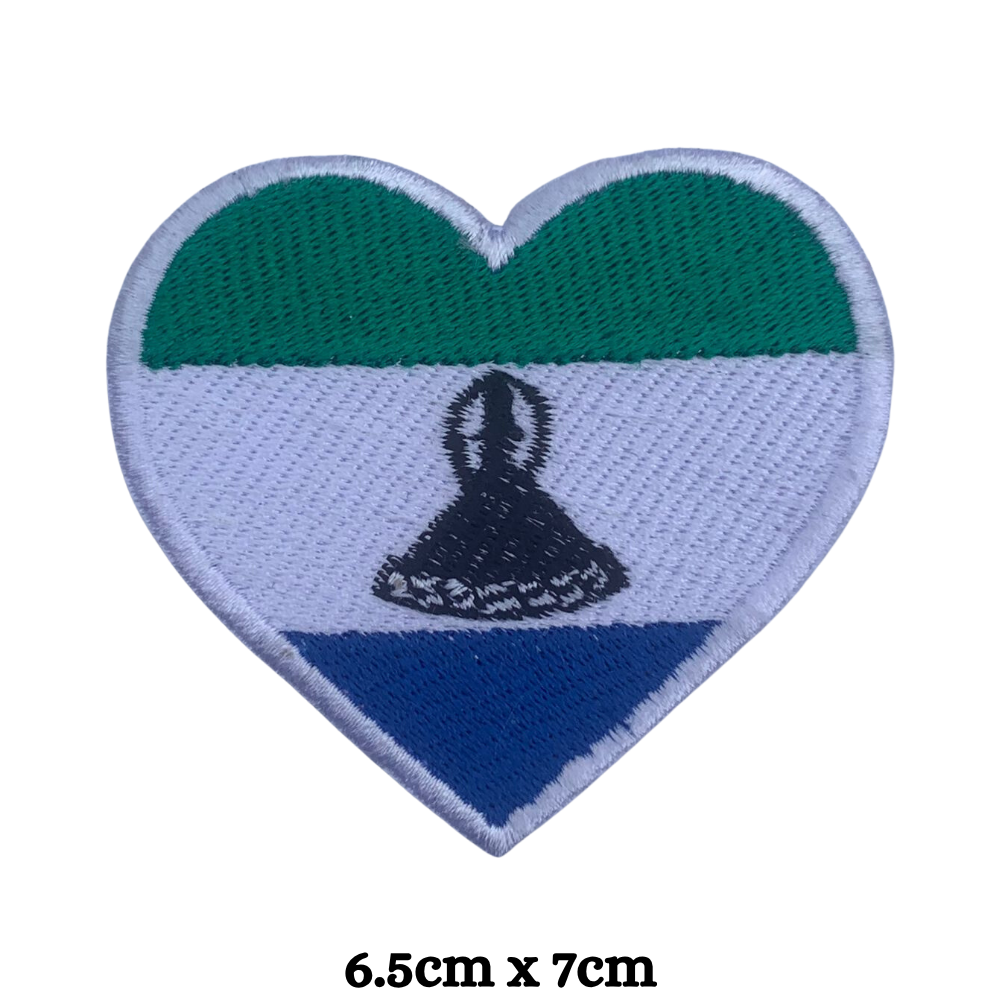 Country Heart Flag Patch – Embroidered Iron On / Sew On Heart Shaped National Flag Badge | All Countries Available | Jackets, Bags, Hats – Gift for Heritage, Travel & Flag Lovers (K-S)
