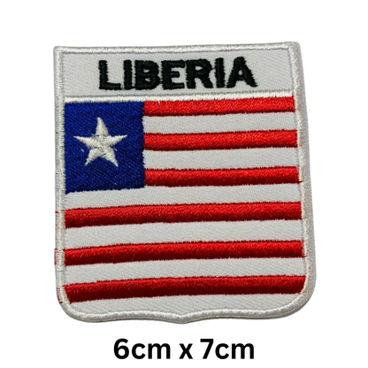 Shield Flag with Name Patch – Embroidered Iron On / Sew On Shield Shaped National Flag Badge with Country Name | All Countries | Badge for Jacket, Biker Vest, Backpack, Uniform (K-S)