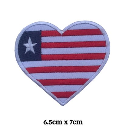 Country Heart Flag Patch – Embroidered Iron On / Sew On Heart Shaped National Flag Badge | All Countries Available | Jackets, Bags, Hats – Gift for Heritage, Travel & Flag Lovers (K-S)