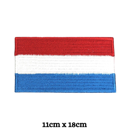 Luxembourg Flag Embroidered Patch Set, Iron-On or Sew-On Applique Badges, Rectangle Shield Round Heart Shapes, for Jackets, Backpacks, Hats, Uniforms and Various Sizes
