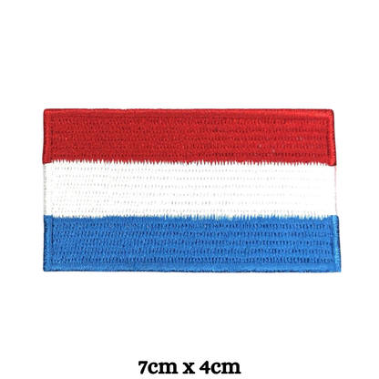 Luxembourg Flag Embroidered Patch Set, Iron-On or Sew-On Applique Badges, Rectangle Shield Round Heart Shapes, for Jackets, Backpacks, Hats, Uniforms and Various Sizes