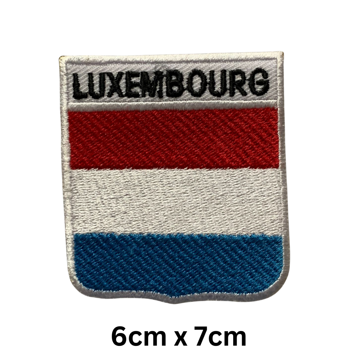 Luxembourg Flag Embroidered Patch Set, Iron-On or Sew-On Applique Badges, Rectangle Shield Round Heart Shapes, for Jackets, Backpacks, Hats, Uniforms and Various Sizes
