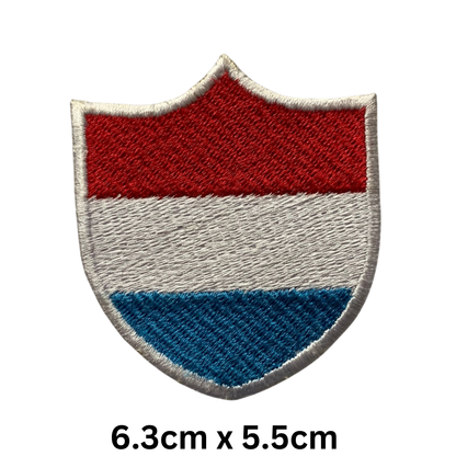 Luxembourg Flag Embroidered Patch Set, Iron-On or Sew-On Applique Badges, Rectangle Shield Round Heart Shapes, for Jackets, Backpacks, Hats, Uniforms and Various Sizes