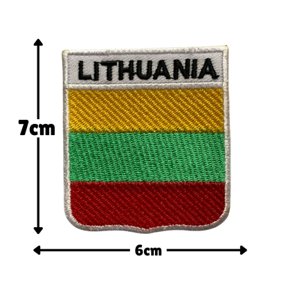 Shield Flag with Name Patch – Embroidered Iron On / Sew On Shield Shaped National Flag Badge with Country Name | All Countries | Badge for Jacket, Biker Vest, Backpack, Uniform (K-S)