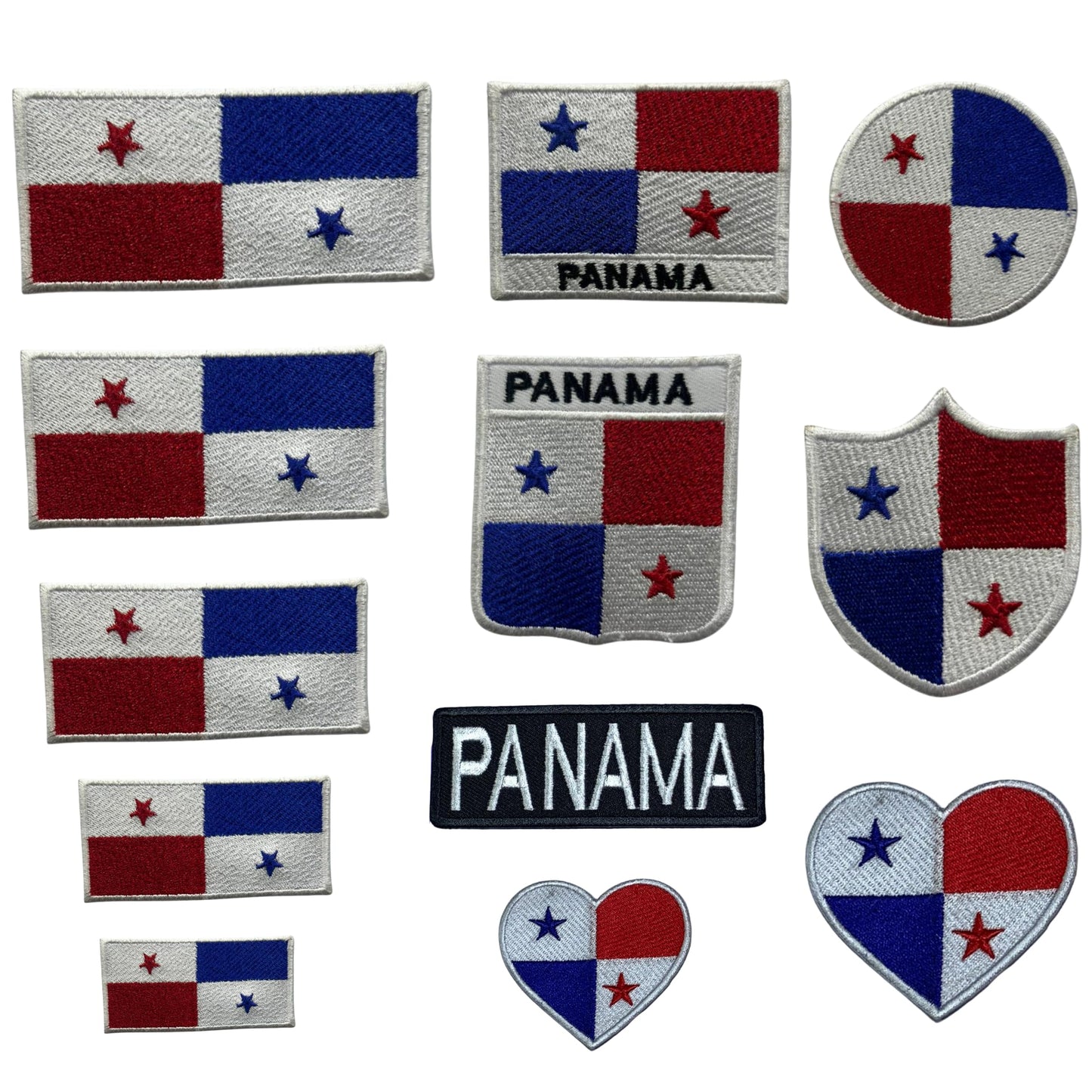 Panama Flag Embroidered Patches, Iron-On/Sew-On Applique, Shield, Round, Heart and Rectangle Flag Badges for Jackets, Bags, Uniforms, Various Sizes