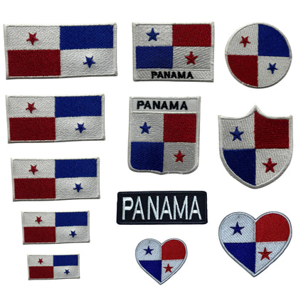 Panama Flag Embroidered Patches, Iron-On/Sew-On Applique, Shield, Round, Heart and Rectangle Flag Badges for Jackets, Bags, Uniforms, Various Sizes