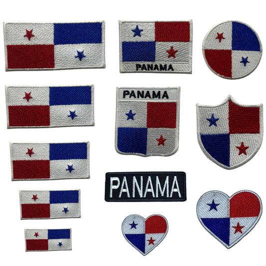 Panama Flag Embroidered Patches, Iron-On/Sew-On Applique, Shield, Round, Heart and Rectangle Flag Badges for Jackets, Bags, Uniforms, Various Sizes