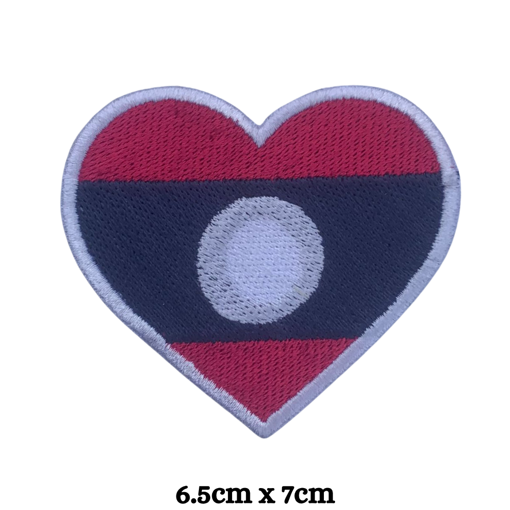 Country Heart Flag Patch – Embroidered Iron On / Sew On Heart Shaped National Flag Badge | All Countries Available | Jackets, Bags, Hats – Gift for Heritage, Travel & Flag Lovers (K-S)