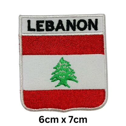 Shield Flag with Name Patch – Embroidered Iron On / Sew On Shield Shaped National Flag Badge with Country Name | All Countries | Badge for Jacket, Biker Vest, Backpack, Uniform (K-S)