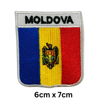 Shield Flag with Name Patch – Embroidered Iron On / Sew On Shield Shaped National Flag Badge with Country Name | All Countries | Badge for Jacket, Biker Vest, Backpack, Uniform (K-S)