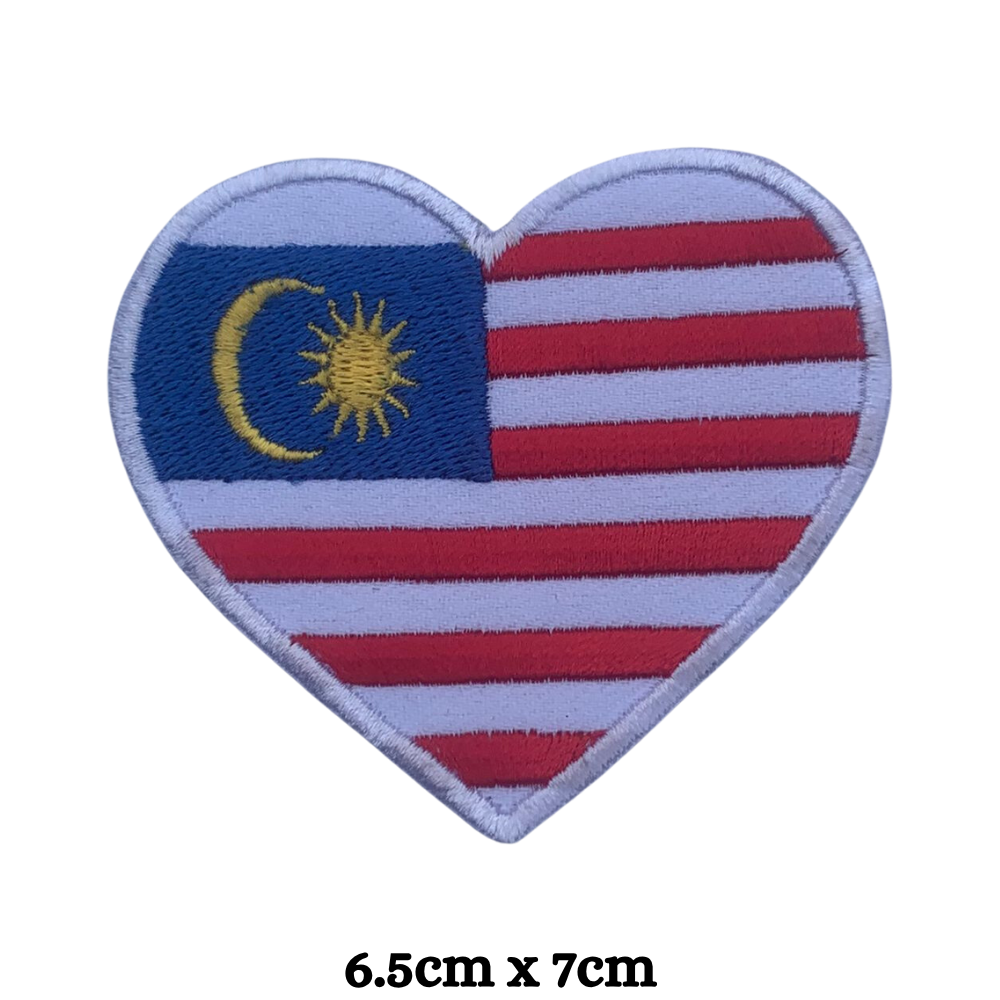 Country Heart Flag Patch – Embroidered Iron On / Sew On Heart Shaped National Flag Badge | All Countries Available | Jackets, Bags, Hats – Gift for Heritage, Travel & Flag Lovers (K-S)