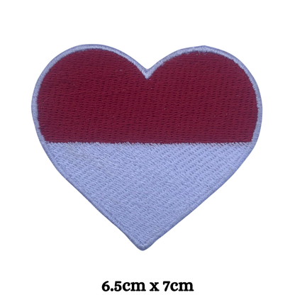 Country Heart Flag Patch – Embroidered Iron On / Sew On Heart Shaped National Flag Badge | All Countries Available | Jackets, Bags, Hats – Gift for Heritage, Travel & Flag Lovers (K-S)